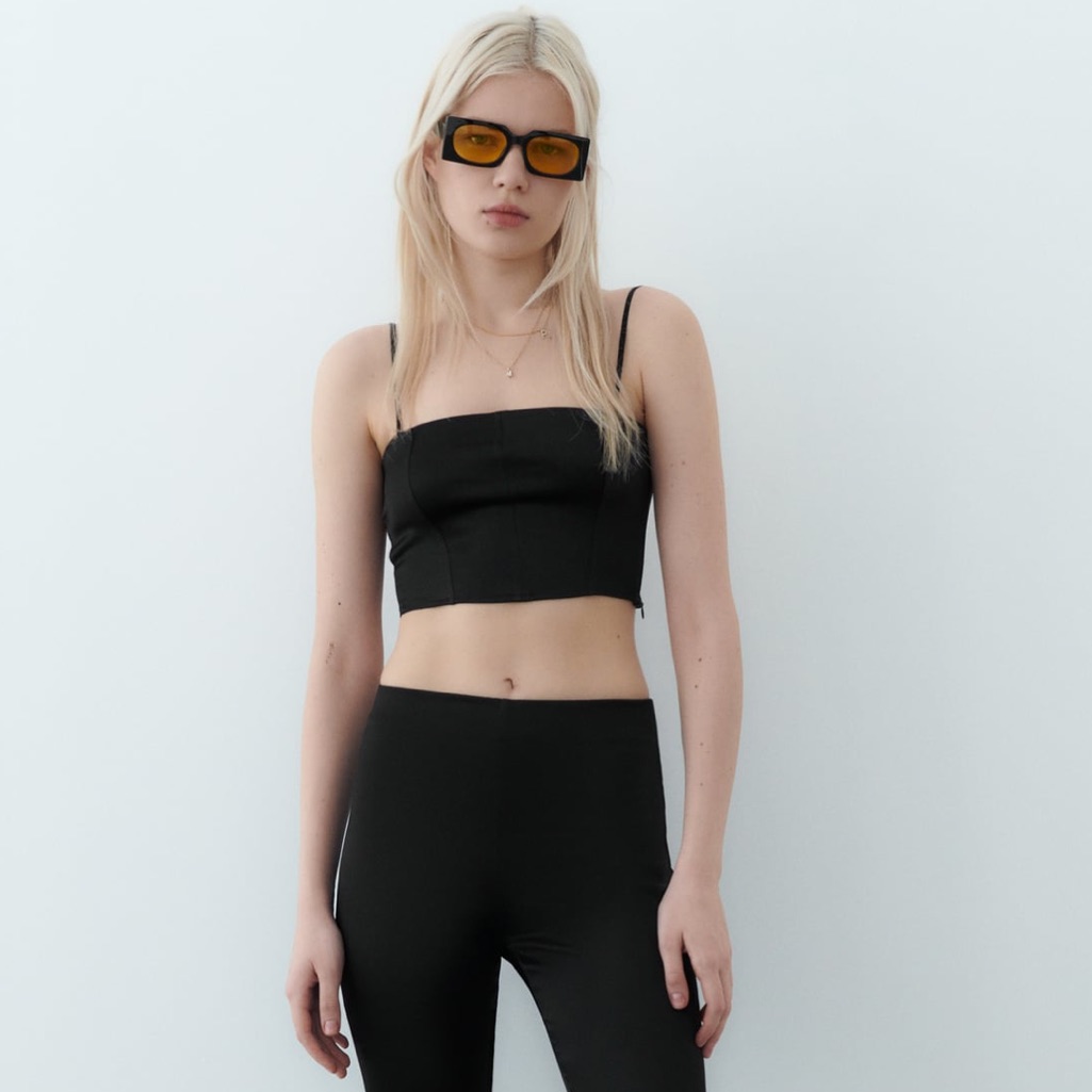 Zara Black Size Small Crop Corset Tank Top